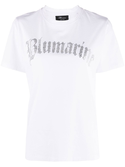 Blumarine Logo Crew-neck Cotton T-shirt In White