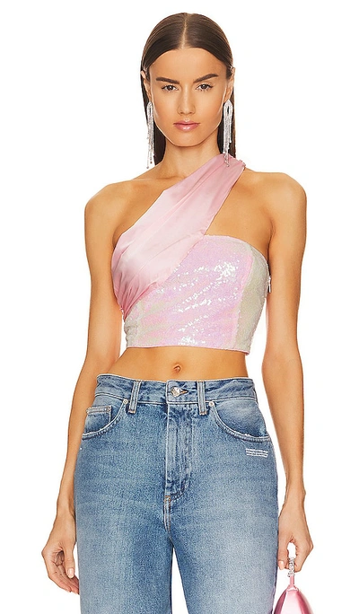 Superdown Gea Asymmetrical Crop Top In Light Pink