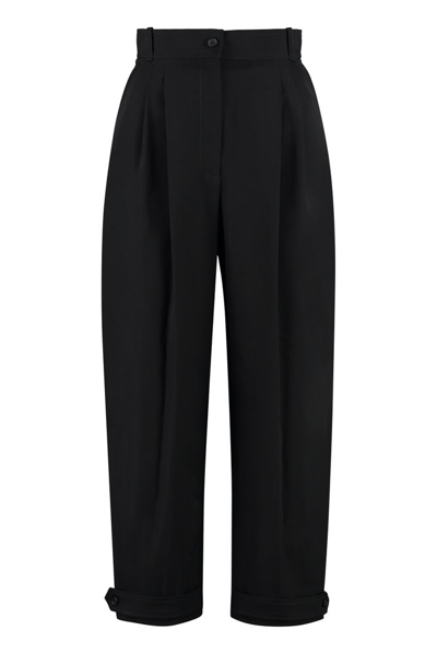 Alexander Mcqueen Cropped Tapered Trousers In Black