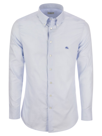 Etro Button-down Cotton Shirt In Blue