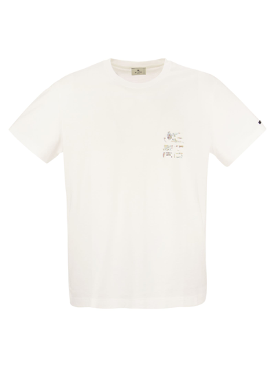 Etro T-shirt With Logo And Pegasus In White