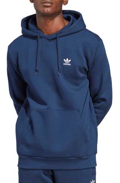 Adidas Originals Essentials Trefoil Logo Fleece Hoodie In Night Indigo