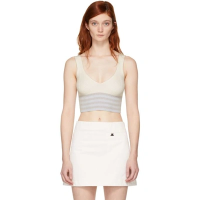 Opening Ceremony Woman Cropped Striped Ribbed-knit Top Ivory In 1100 Whitem