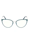 Tom Ford 56mm Blue Light Blocking Glasses In Shiny Turquoise