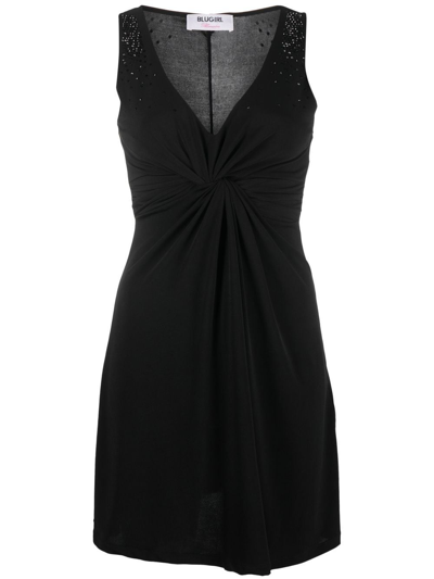Blugirl V Neck Sleeveless Mini Dress In Black