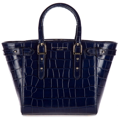 Aspinal Of London Women's Leather Handbag Shopping Bag Purse Marylebone In Blue