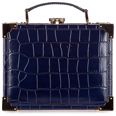 Aspinal Of London Women's Leather Clutch Handbag Bag Purse  Trunk In Blue