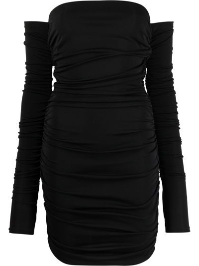 The Andamane Off-shoulder Long-sleeve Dress In Black