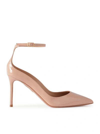 Aquazzura Love Affair 85 Patent-leather Pumps In Pink Purple