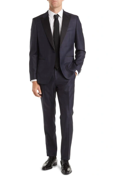 Hugo Boss Huge Virgin Wool Blend Suit In Navy
