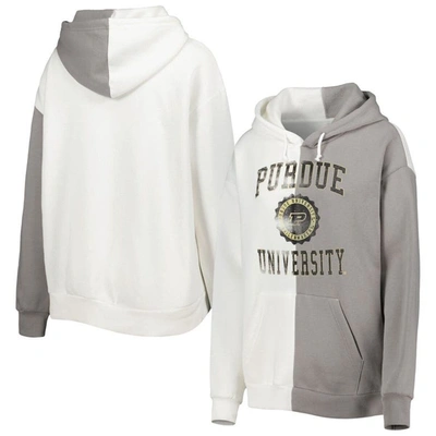 Gameday Couture Women's  Grey, White Purdue Boilermakers Split Pullover Hoodie In Grey,white