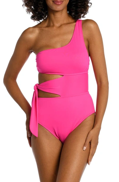 La Blanca Mio One Shoulder Cutout One Piece Swimsuit In Pop Pink
