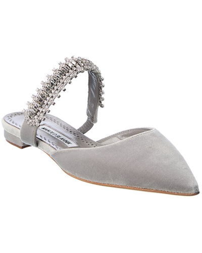 Manolo Blahnik Lutara Velvet Flat In Grey