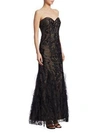 Rene Ruiz Strapless Embellished Gown In Black