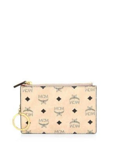 Mcm Visetos Coated Canvas Pouch In Beige