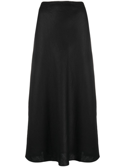Reformation Layla A-line Silk Skirt In Black