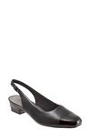 Trotters Dea Womens Toe Cap Slingback Heels In Black Leather/black Patent