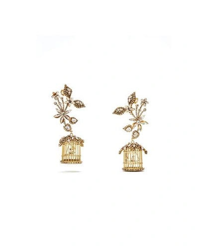Erickson Beamon 24k Swarovski Crystal Birdcage Earrings In Gold