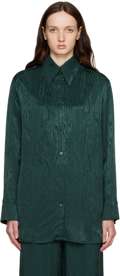 Holzweiler Moire-effect Long-sleeves Shirt In Dark Green
