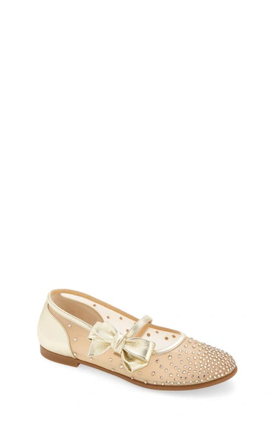 Christian Louboutin Kids' Melodie Strass Ballet Flats In Gold