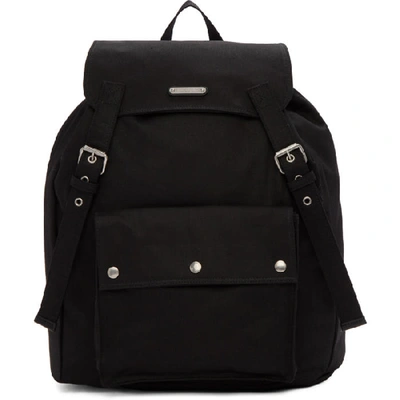 Saint Laurent Front-pocket Canvas Backpack In Black