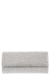 Judith Leiber Perry Beaded Crystal Clutch Bag In Silver Rhine