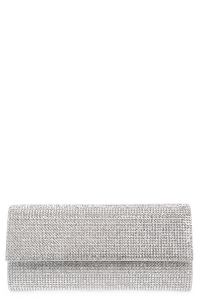 Judith Leiber Perry Beaded Crystal Clutch Bag In Silver