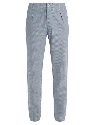 Apc Donnie Mid-rise Striped Cotton Trousers In Iai.indgo