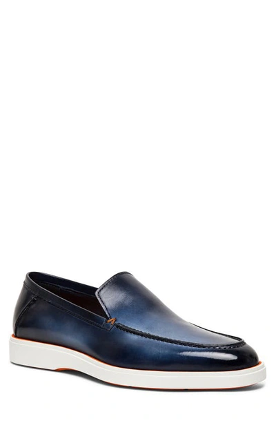 Santoni Men's Leather Slip-on Loafers In Blue