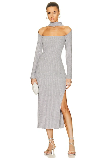 Nicholas Aksel Reverse Halter Midi Dress In Silber