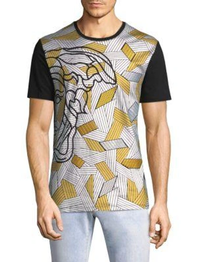 Versace Half Medusa Print T-shirt In Black