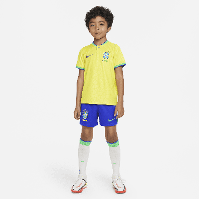 Nike Brazil 2022/23 Home Little Kids'  Dri-fit Soccer Kit In Yellow