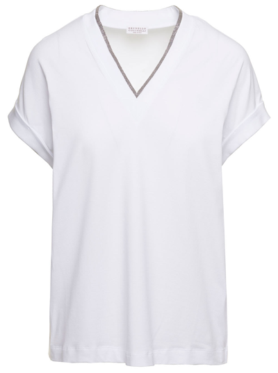 Brunello Cucinelli T-shirt Jersey Rasato Stretch In White