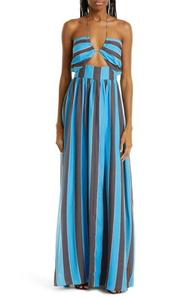 Rebecca Vallance -  Micaela Halter Maxi Dress  - Size 10 In Blue