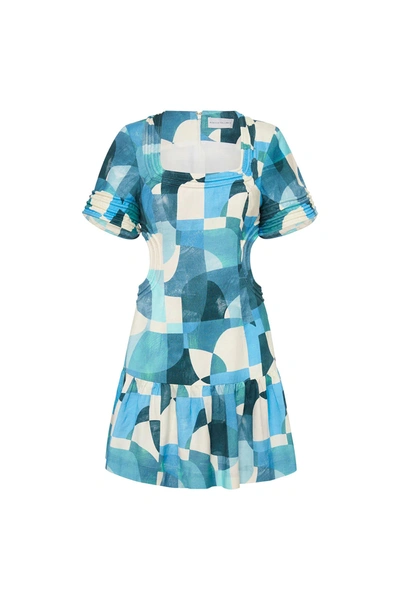 Rebecca Vallance -  Mallorca Short Sleeve Mini Dress  - Size 16 In Print