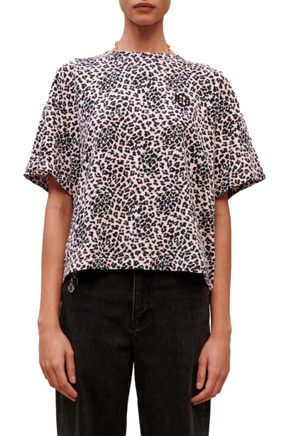 Maje T-shirt Mit Leoparden-print In Light Pink