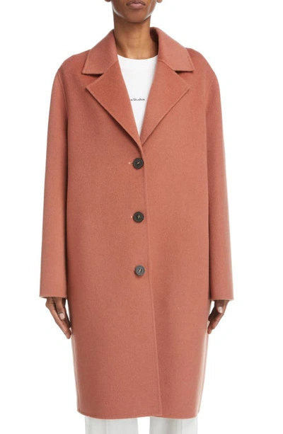 Acne Studios Single-breasted Wool Coat In Rose Pink