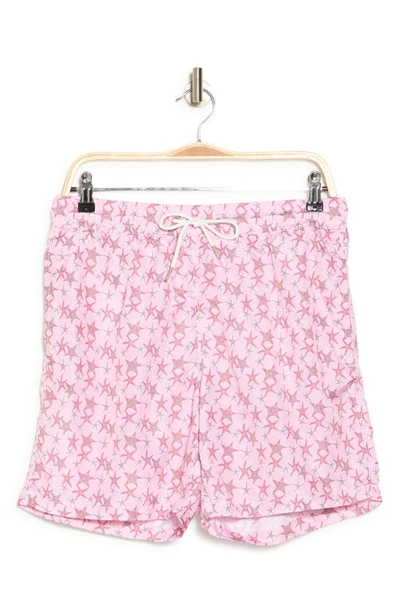 Slate & Stone Lightweight 6" Swim Trunks In Pink Starfish