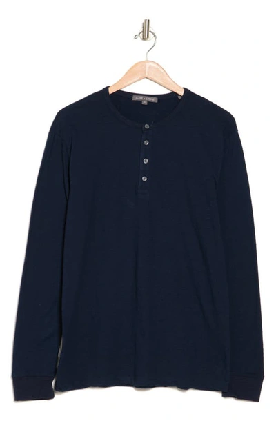 Slate & Stone Long Sleeve Jersey Henley In Navy