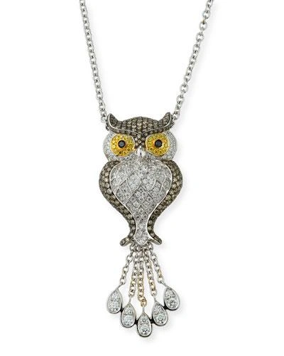 Roberto Coin 18k Diamond Pave Owl Pendant Necklace