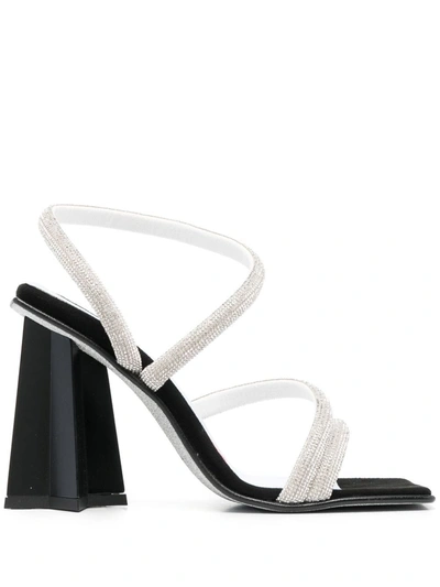 Chiara Ferragni Embellished Square Toe Sandals In Black