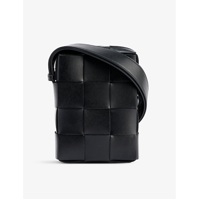 Bottega Veneta Interwoven Leather Phone Case In Black