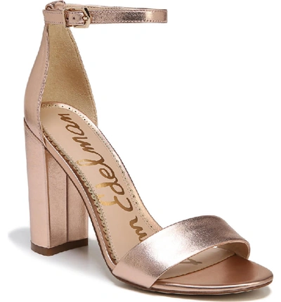 Sam Edelman Yaro Metallic Block-heel Sandal In Blush Gold