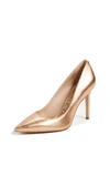 Sam Edelman Hazel Soft Metallic Leather Pointed-toe Pump In Golden Copper Metallic Leather