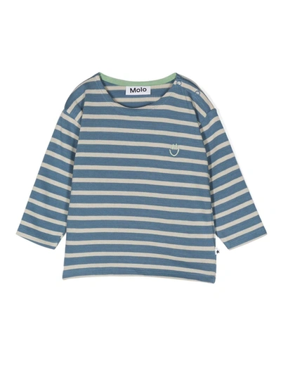Molo Babies' Embroidered-logo Organic Cotton T-shirt In Blue