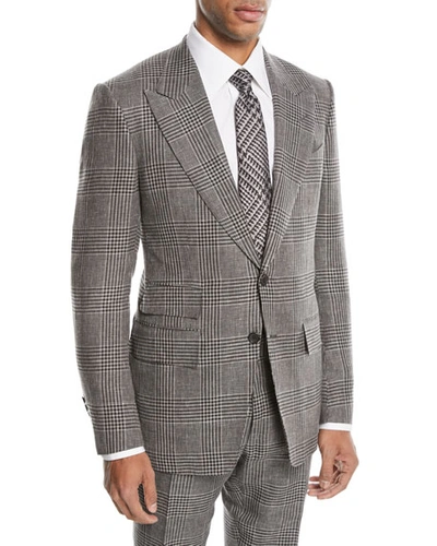 Tom Ford Shelton Large-plaid Wool-blend Two-piece Suit In Gray