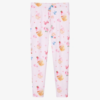 PICCOLA SPERANZA GIRLS PINK STRIPE FLORAL CUPCAKE LEGGINGS 