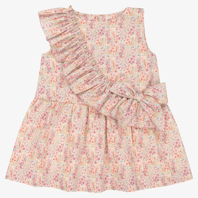 Mebi Babies' Girls Pink Cotton Ruffle Dress