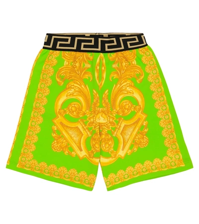 Versace Kids' Boys Green Barocco Joggers In Lime+gold