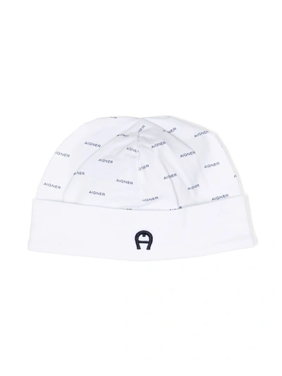 Aigner Babies' Embroidered-logo Beanie In White
